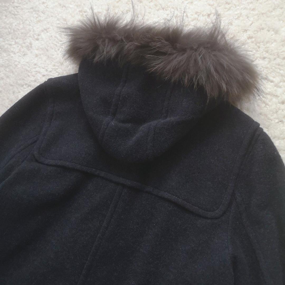 23区　44　大きいサイズ　ラクーンファー付きダッフルコート　ダークグレー