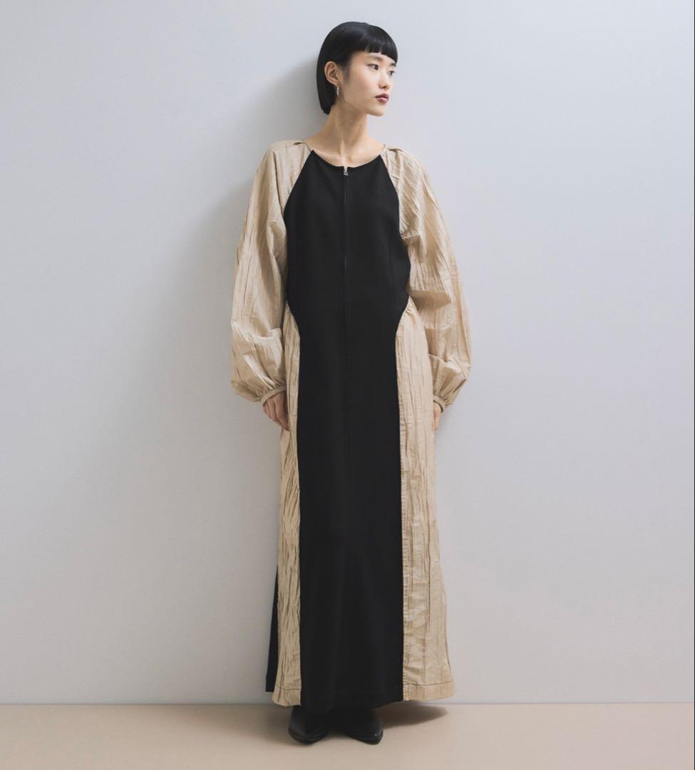 【WEB限定】フロントZIPコンビギャザーワンピース
