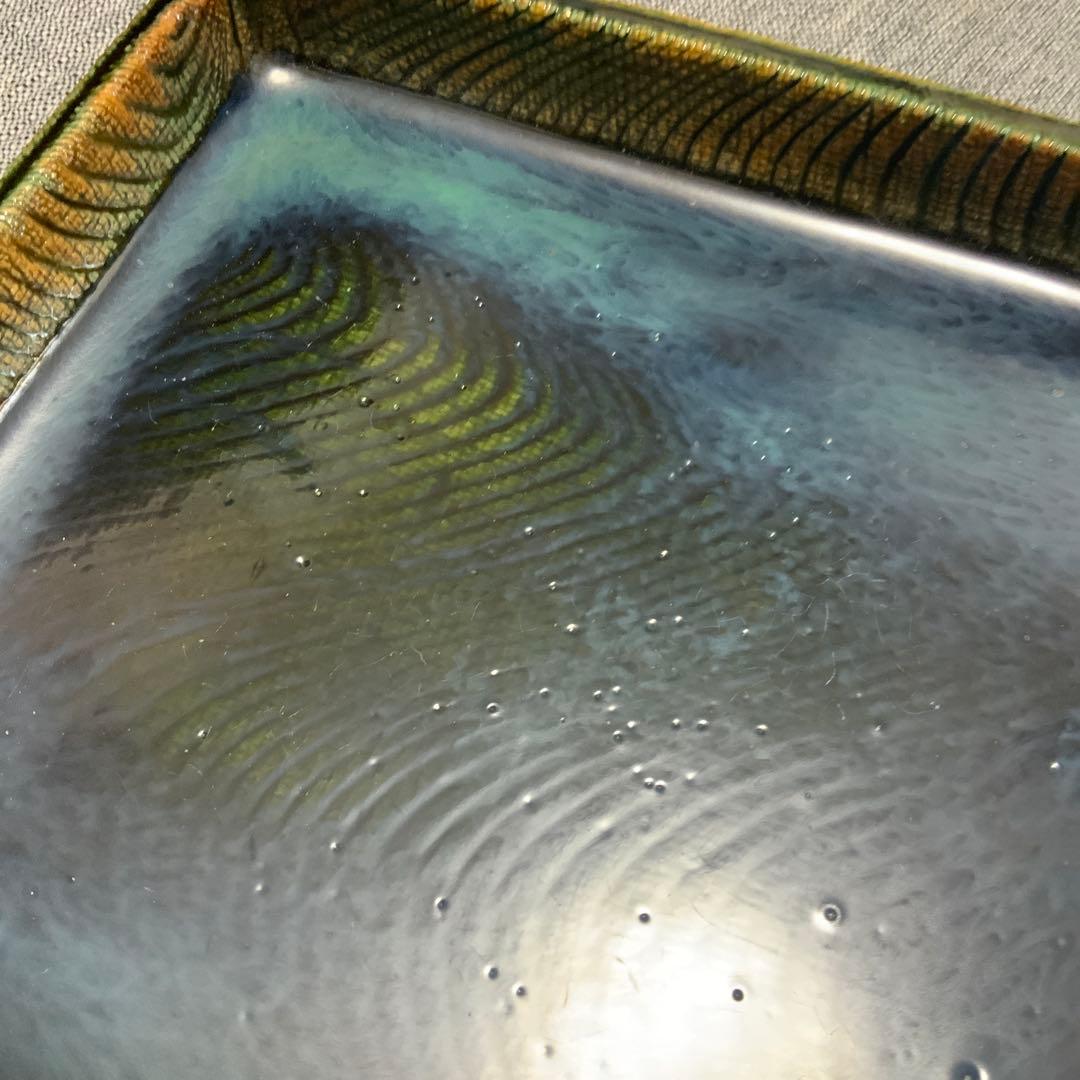 ￼22,000円　金谷ホテル創業150周年記念　益子焼　織部　角皿　限定品