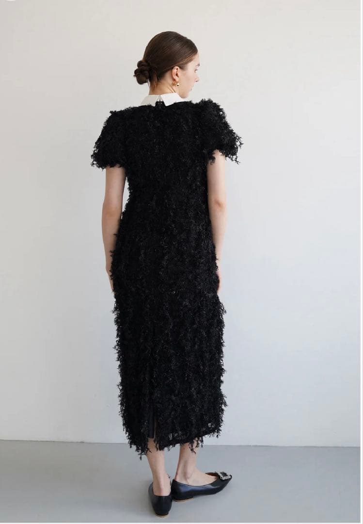 新品未使用Acka. lame fringe puff dress 1