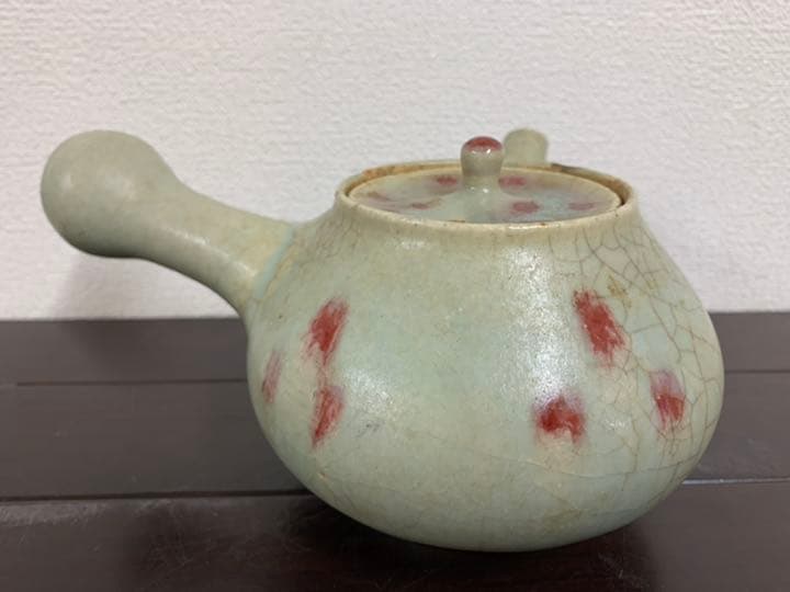古美術　茶道具　青磁赤釉急須　時代物