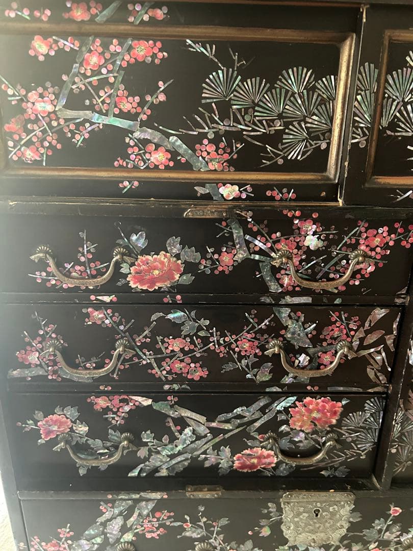 ② 螺鈿細工　小箪笥　アンティーク　難あり