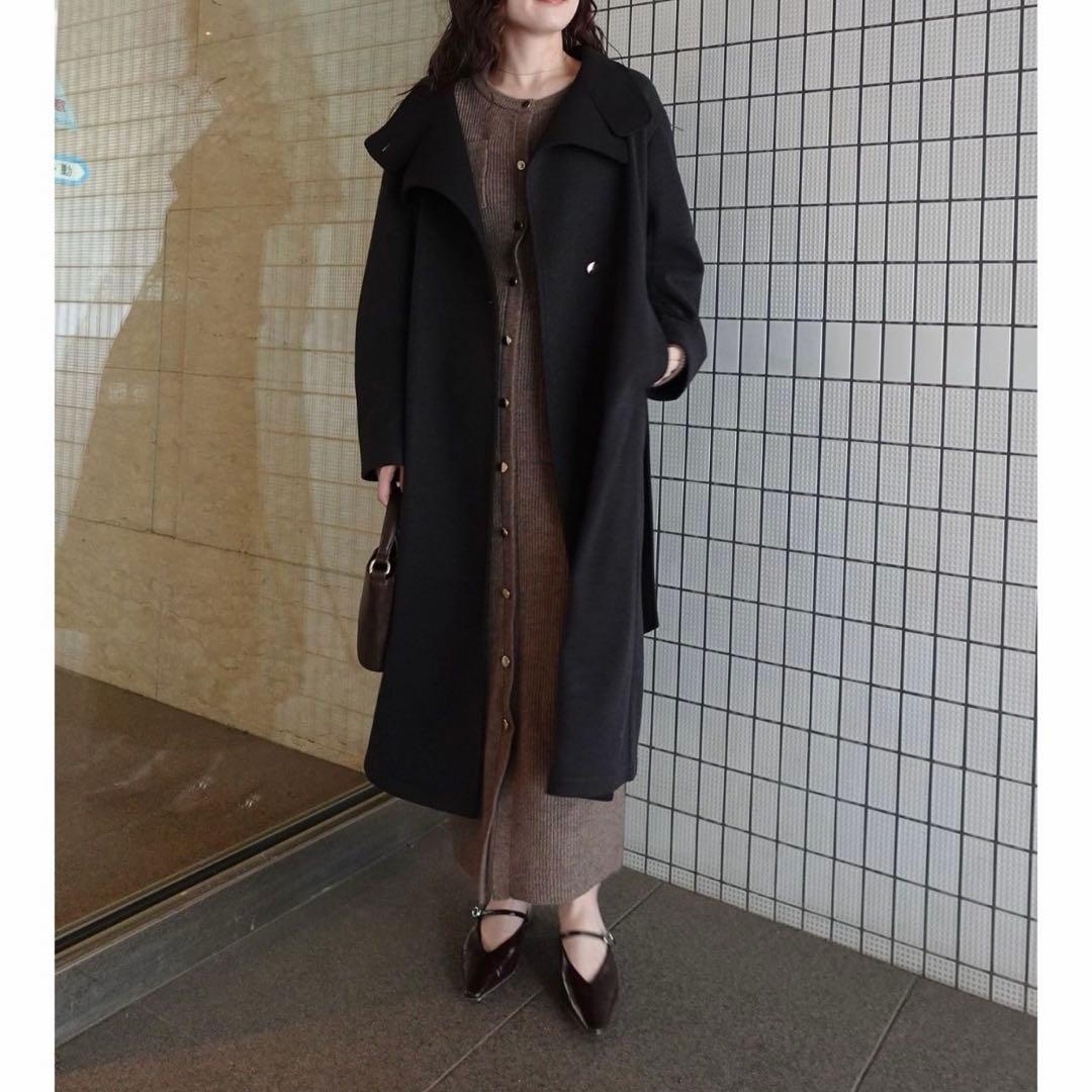 完売品 ラグナムーン ウールジャージスタンドカラーコート