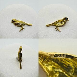 K18　鳥モチーフサファイアペンダントトップ