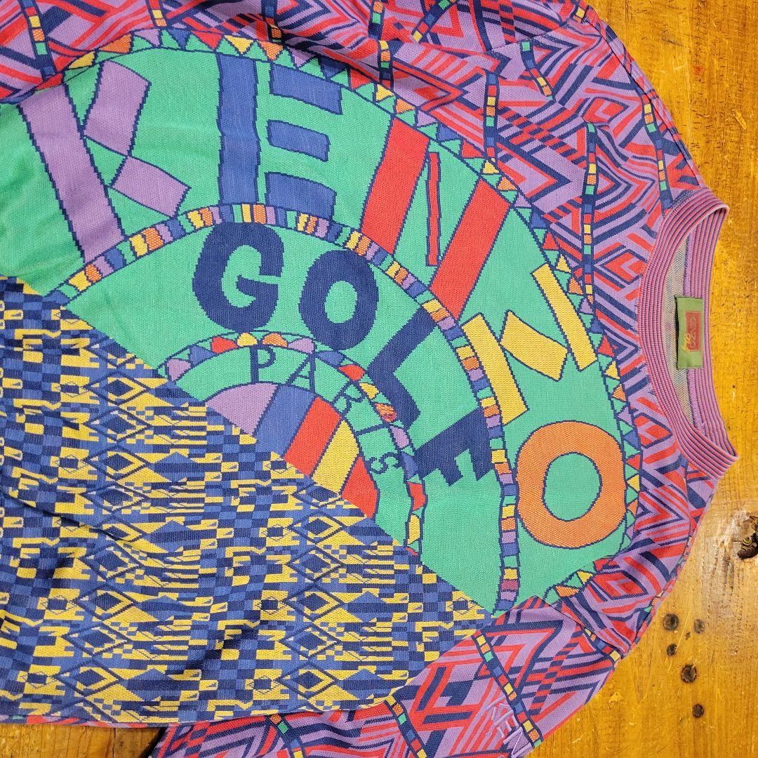 希少 90's vintage KENZO GOLF 幾何学柄 スウェット 短丈