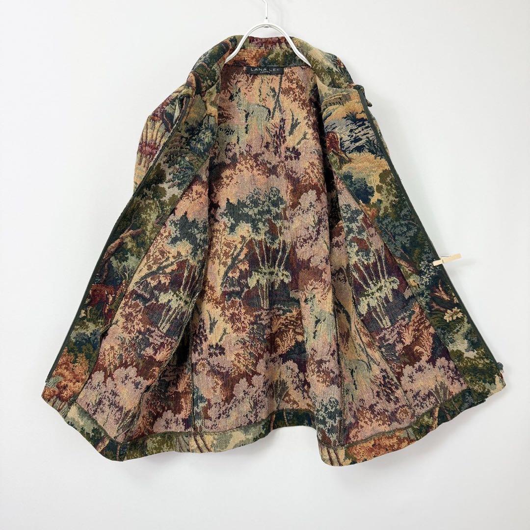 カナダ製 シカ アニマル柄 ジャガード織 ゴブランジャケット S644b