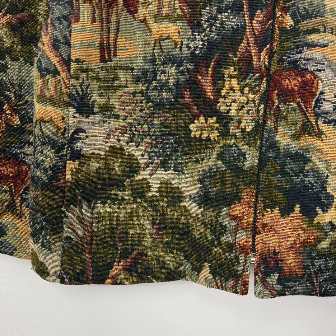 カナダ製 シカ アニマル柄 ジャガード織 ゴブランジャケット S644b