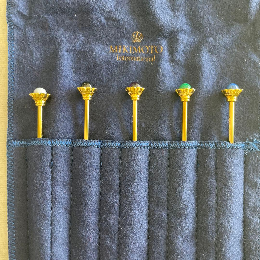 MIKIMOTO カラーストーン付きデザートピック5本セット