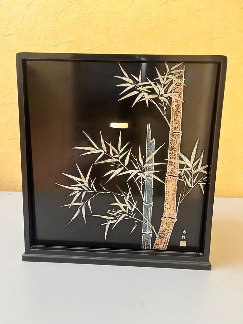 螺鈿細工 黒漆飾り棚 小物収納箱 竹文様 和室インテリア