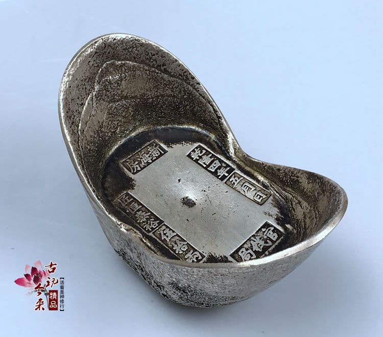 中国の清朝の五帝の銀塊、字はランダムで、50両の大きい銀の塊，1個