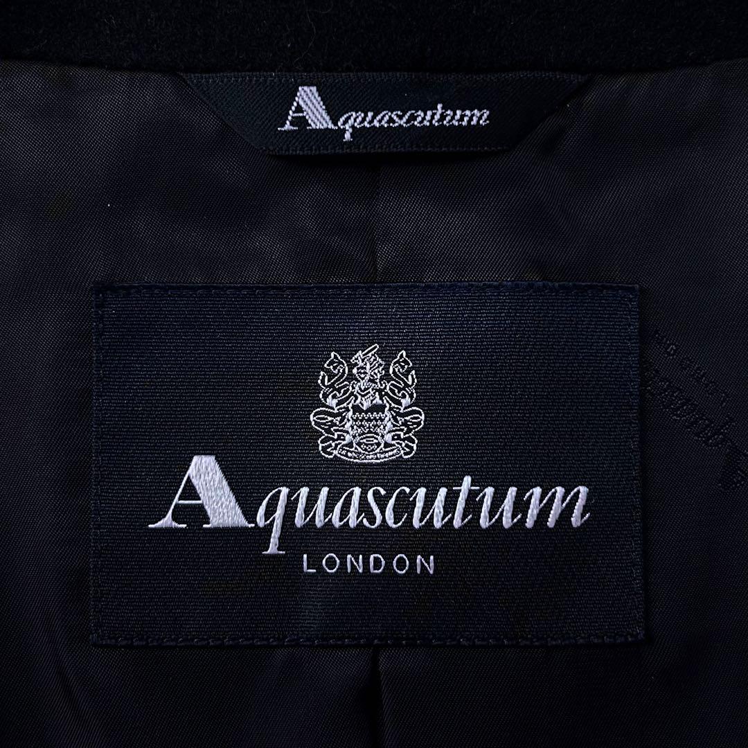 極美品 近年モデル カシミヤ混 光沢 アクアスキュータム スタンドカラーコート