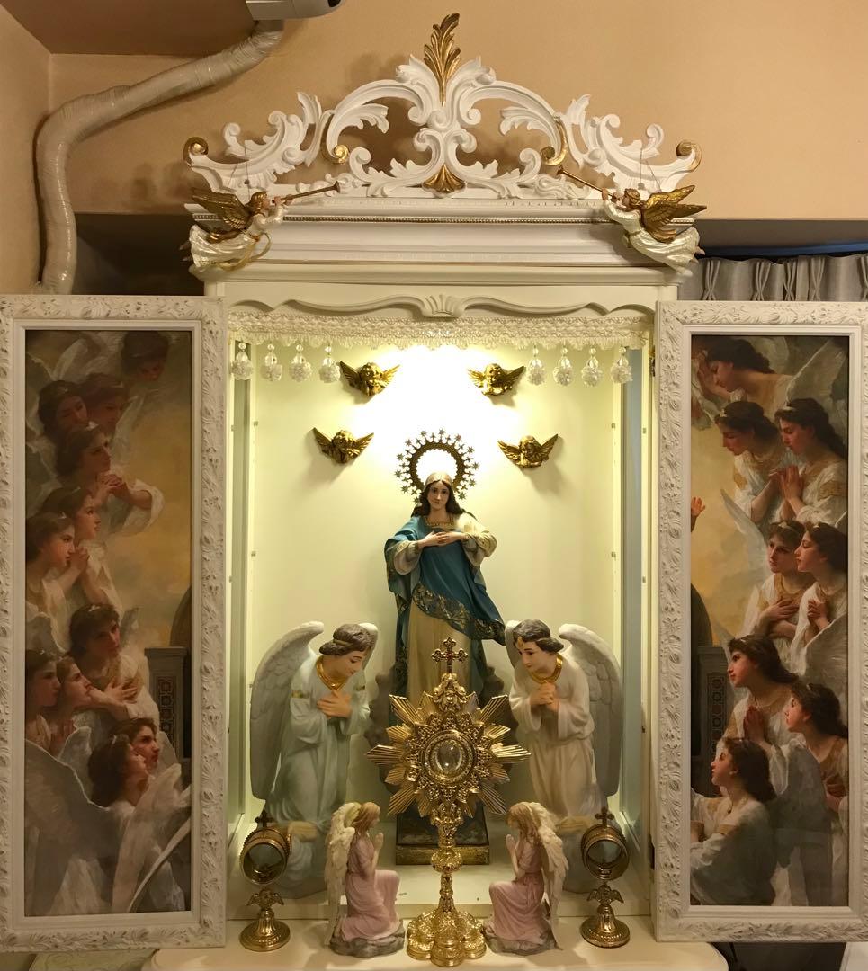 【高級イタリア聖像】✞祈りを捧げる天使セット 家庭祭壇用　宗教彫刻