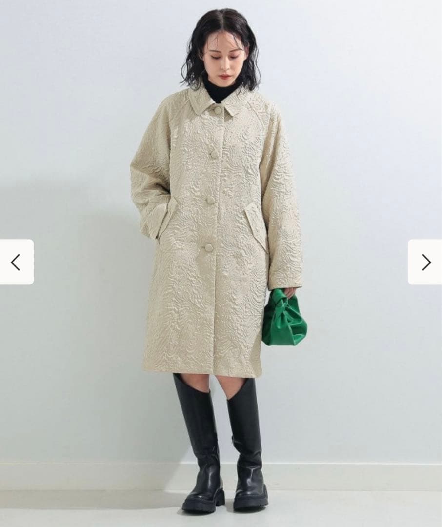 Ray BEAMS / フクレ ジャカード ステンカラーコート