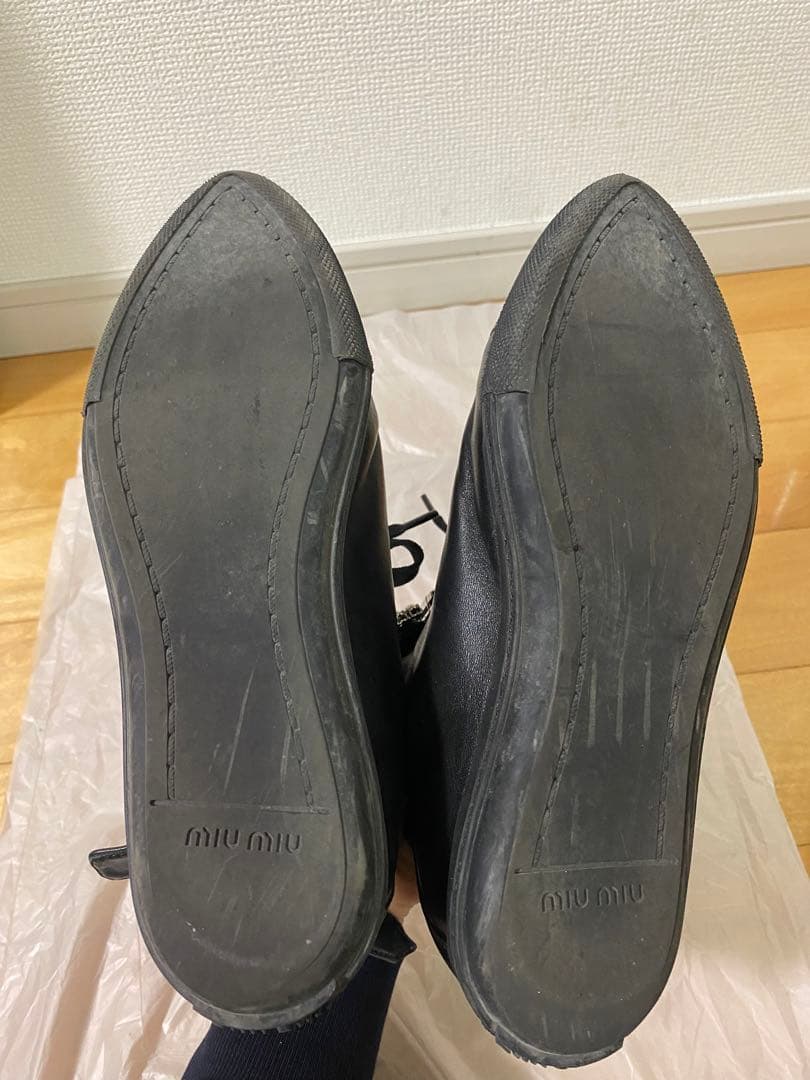 MiuMiuビジュージュエリー付レザースニーカー36