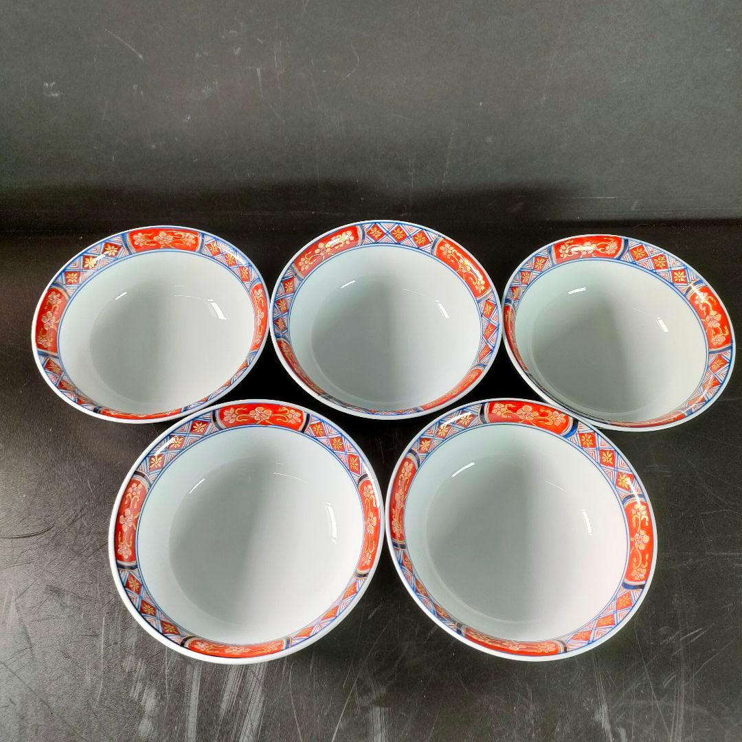 C28-2/源右衛門/伊万里風花鳥図蓋物5客/共箱/煮物椀/茶碗/懐石料理