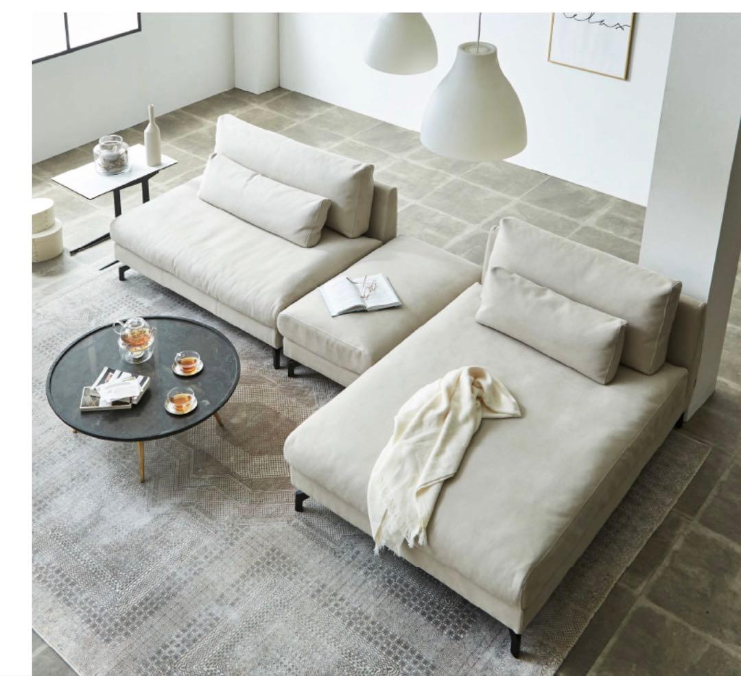 【関家具】グラシエーロ L字カウチソファ／リラックスフォーム／ホテルライク