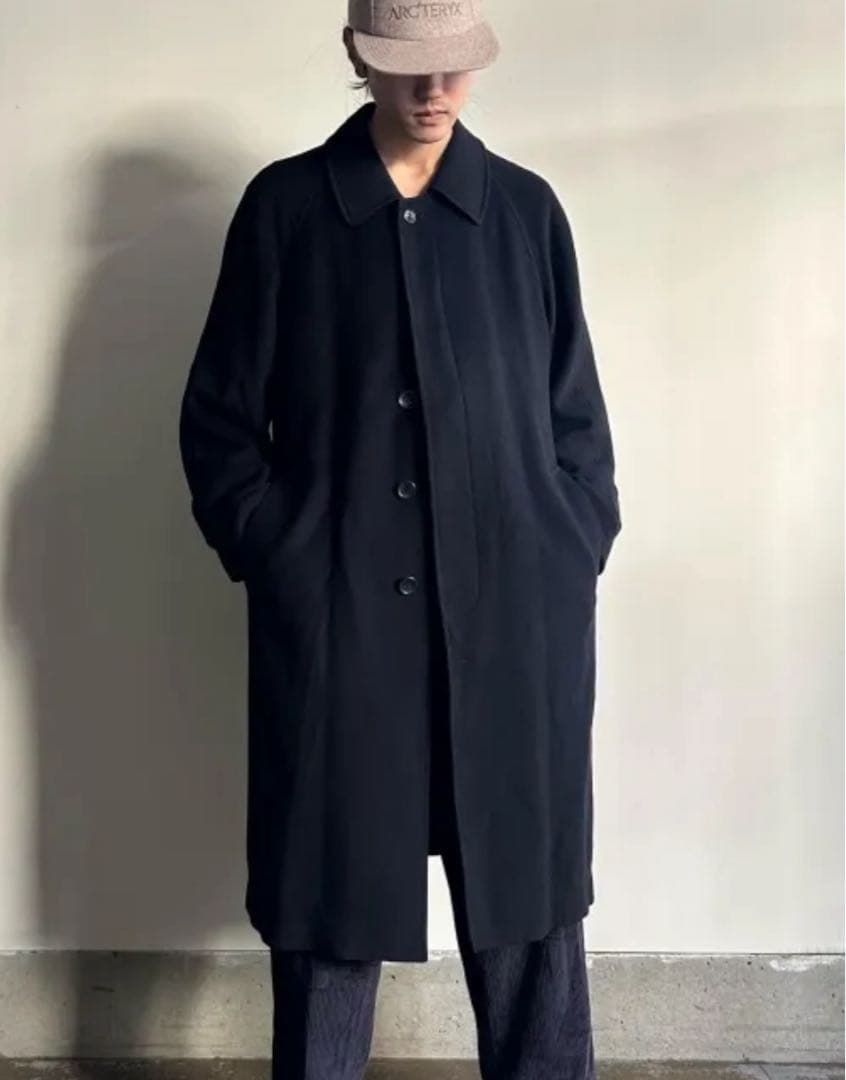 100%Cashmere Balmacaan Coat カシミアコートネイビー