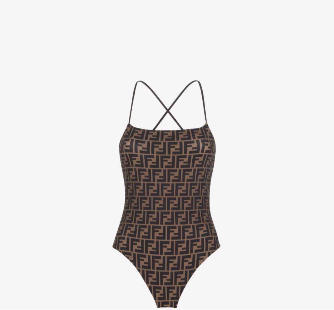 Fendi ワンピース水着 ストライプ・ロゴ