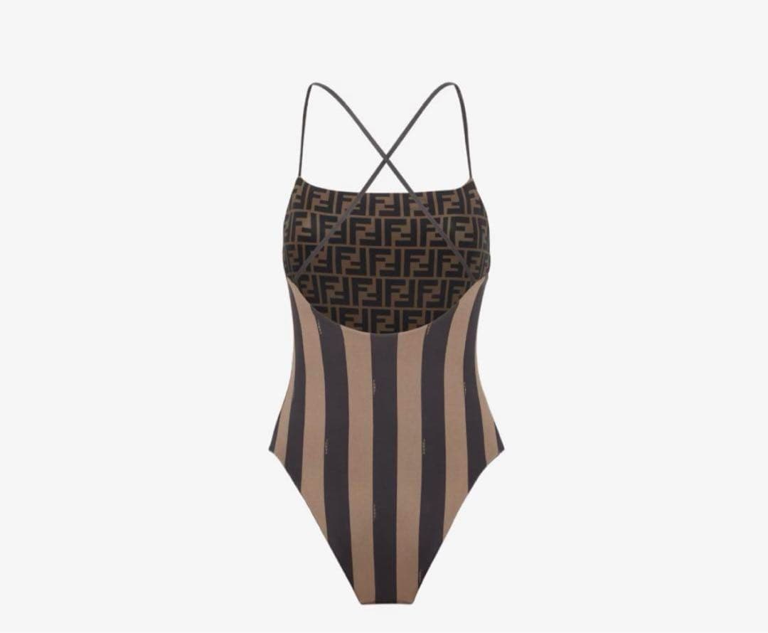 Fendi ワンピース水着 ストライプ・ロゴ