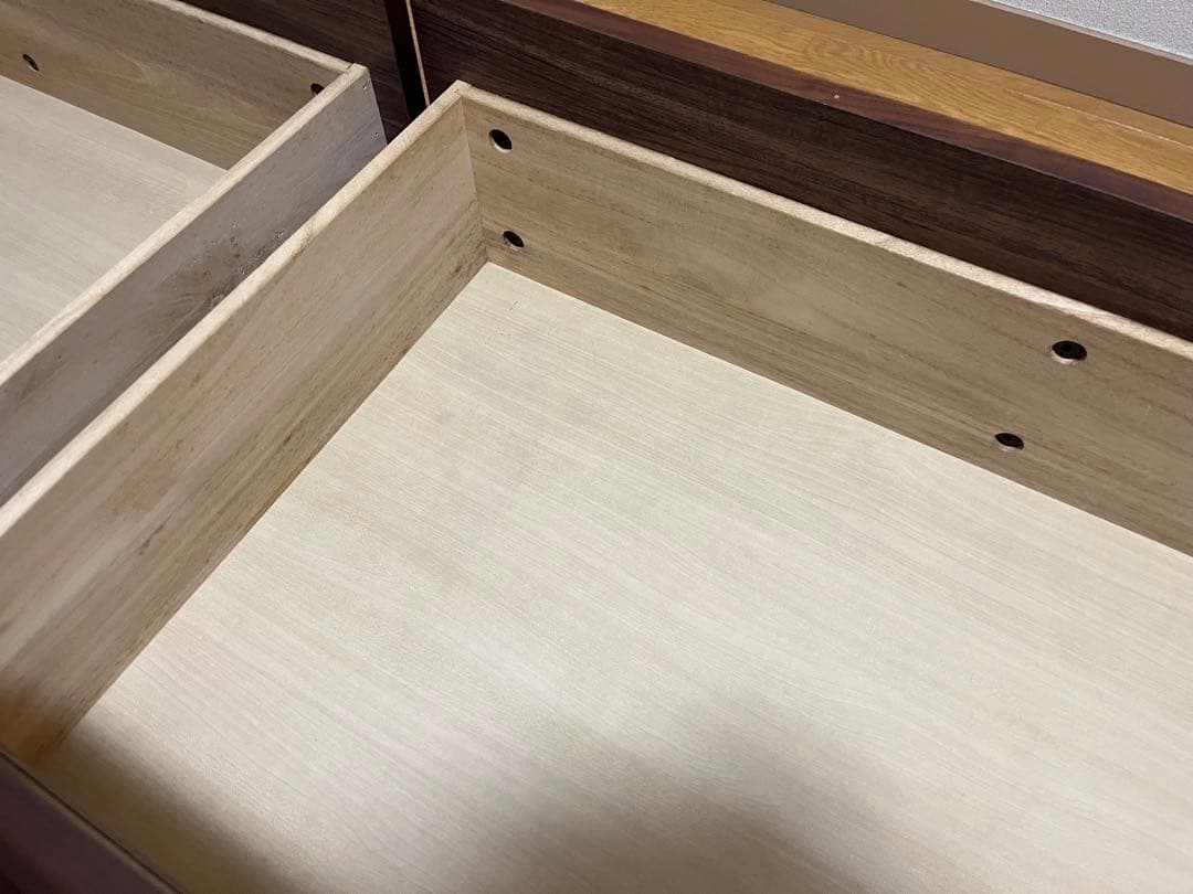 無印良品　ダブルベットフレーム　ヘッドボード付　マット下収納/引き出し収納あり