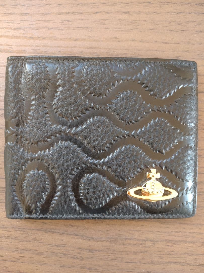 Vivienne Westwood スクイグル 黒革 二つ折り財布