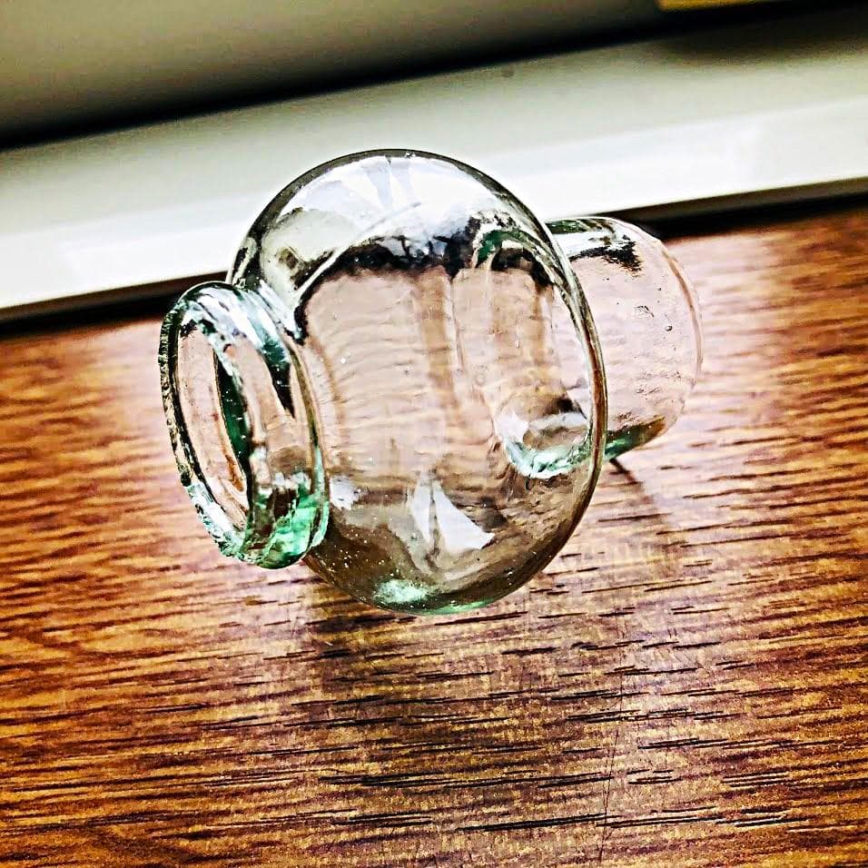 明治～大正 豆ランプ 花模様 乳白/エナメル彩 ウランガラス 検索: ペロペロ