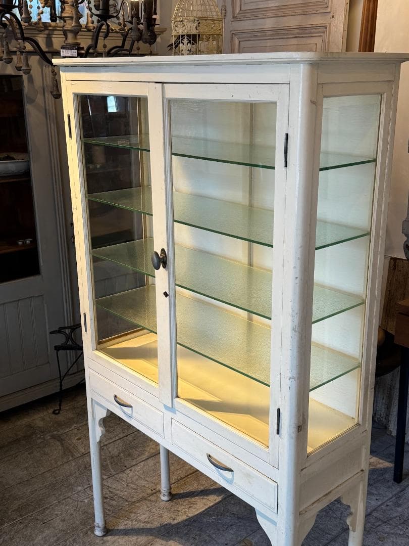 ケビント ドクターキャビネット ガラスショーケース アンティーク 医療棚 レトロ