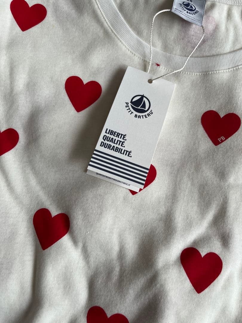 新品　プチバトーPETIT BATEAU オンライン限定ハート半袖パジャマ大人S