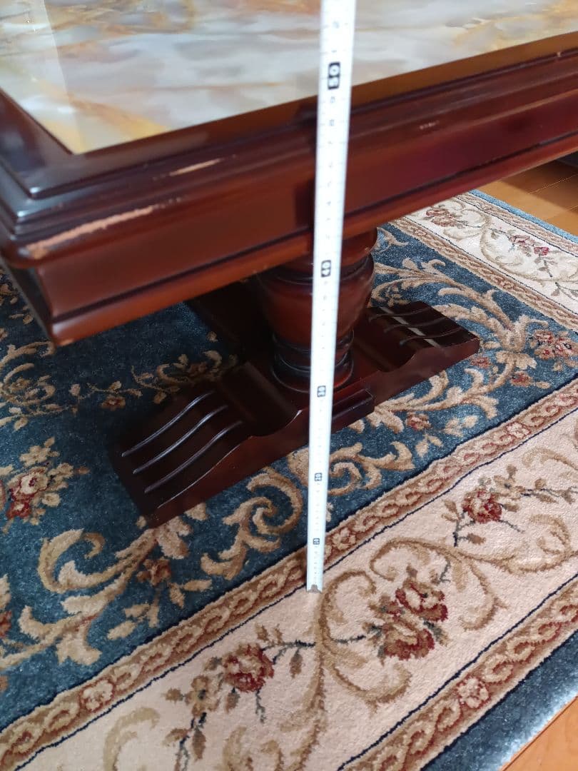 昭和レトロセンターテーブル 大理石柄木製