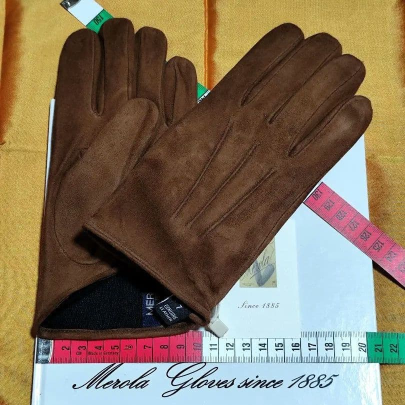 今季 メローラ スエードTANタン色 カシミア黒 グローブ 革手袋 MEROLA