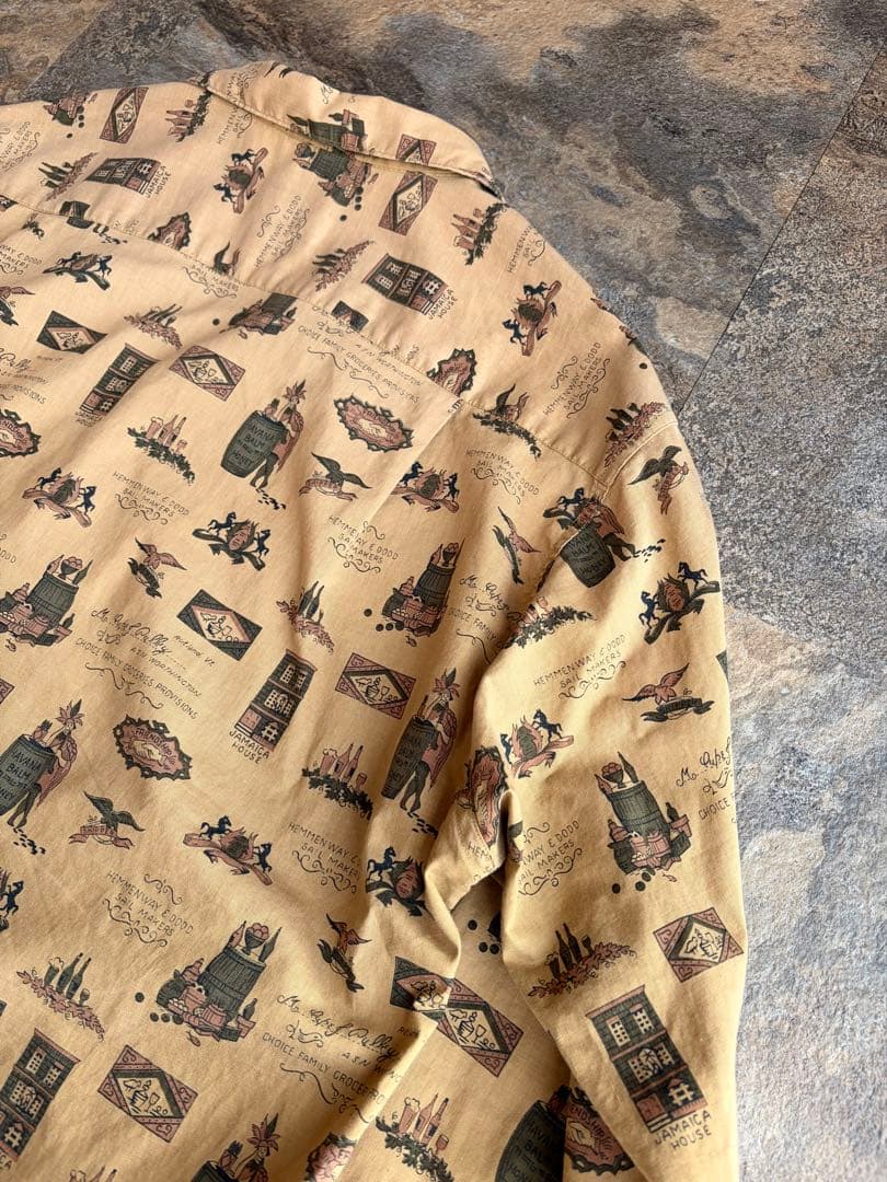 60s TOWNCRAFT タウンクラフト 船タグ オープンカラーシャツ L