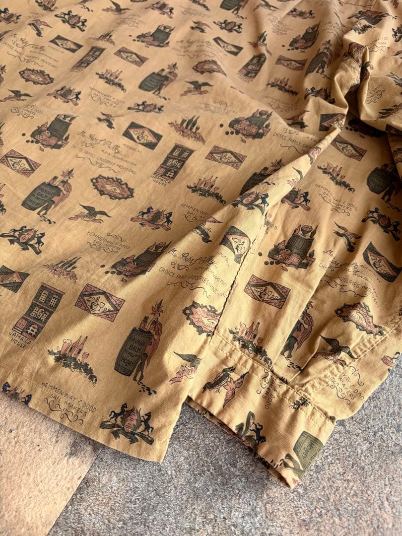 60s TOWNCRAFT タウンクラフト 船タグ オープンカラーシャツ L