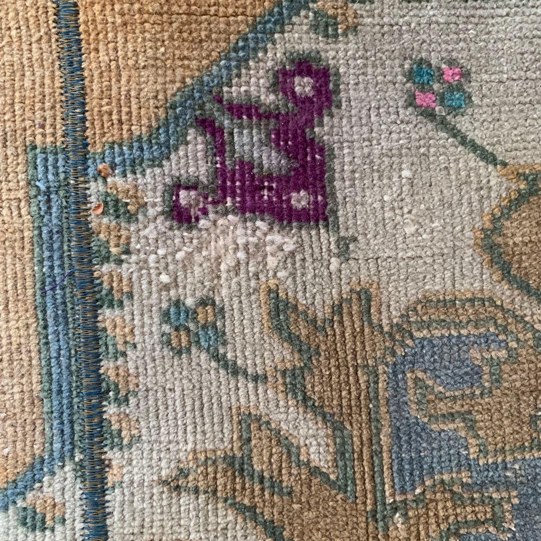 トルコヴィンテージラグ　アヴァノスラグ　96×53 パステル　パッチワークラグ