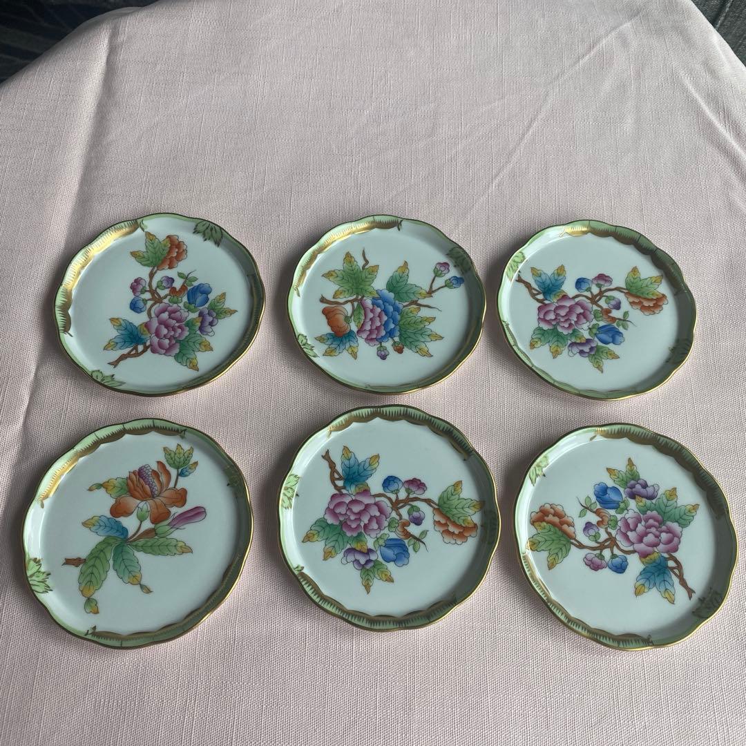 ヘレンド　ヴィクトリアブーケ　小皿　豆皿　コースター　6枚セット