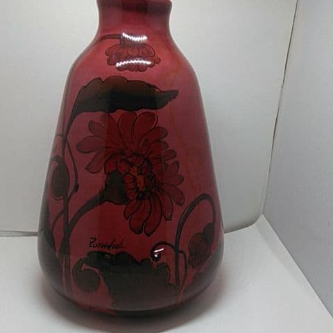 ６２５ アンティーク イタリア製 花瓶 作家入り濃赤 珍品高さ 31 センチ