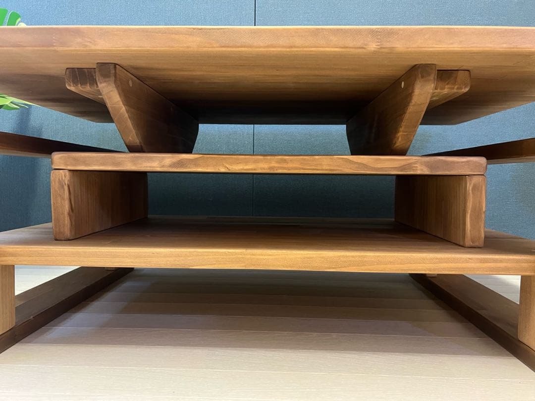 【送料無料】 ローテーブル 木組収納付き 90cm 60cm パイン Dオーク