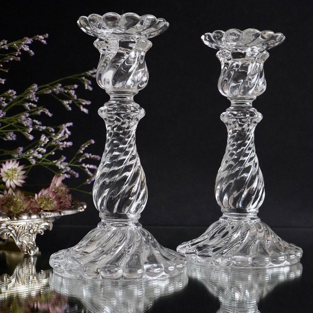 1890年オールドバカラBACCARATバンブー★キャンドルホルダー燭台ペア希少