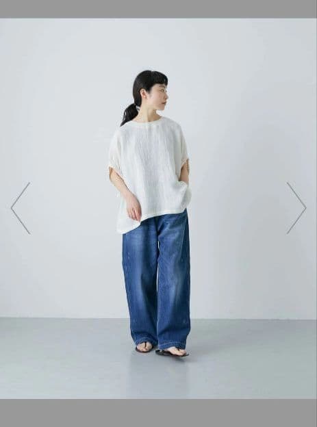 パナマギャザースリーブプルオーバー　アイボリー　かぐれ