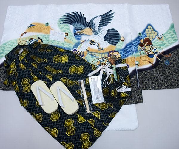 七五三 五歳 男児 羽織袴フルセット 白地 袴変更可能 NO34286