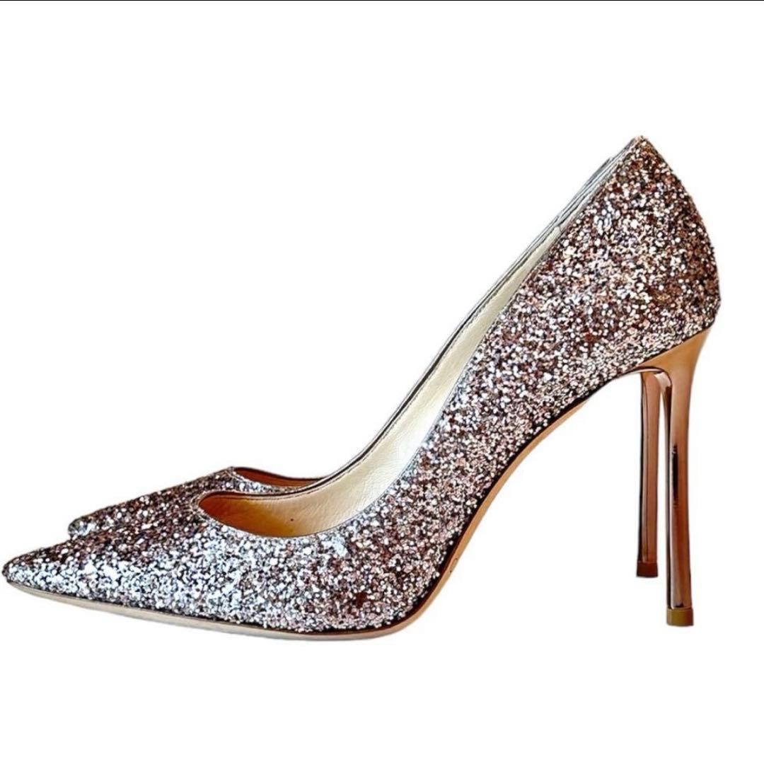JIMMY CHOO ジミーチュウ ROMY グリッターパンプス ピンク 38