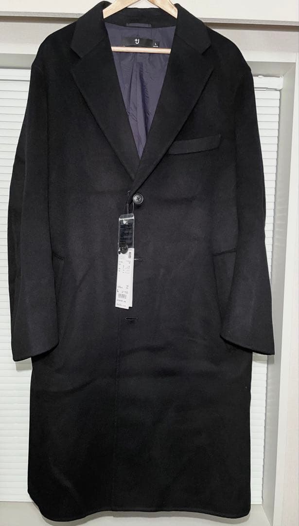 ユニクロ +J カシミヤブレンドオーバーサイズチェスターコート 黒L