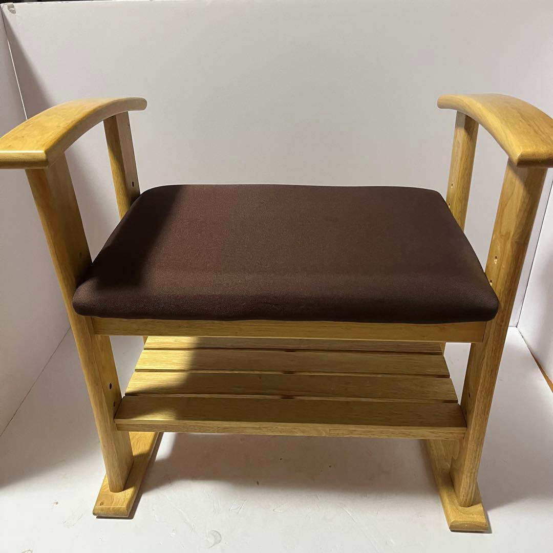 ドウシシャ 高座椅子 肘付スツール 木製チェア 高さ調節可