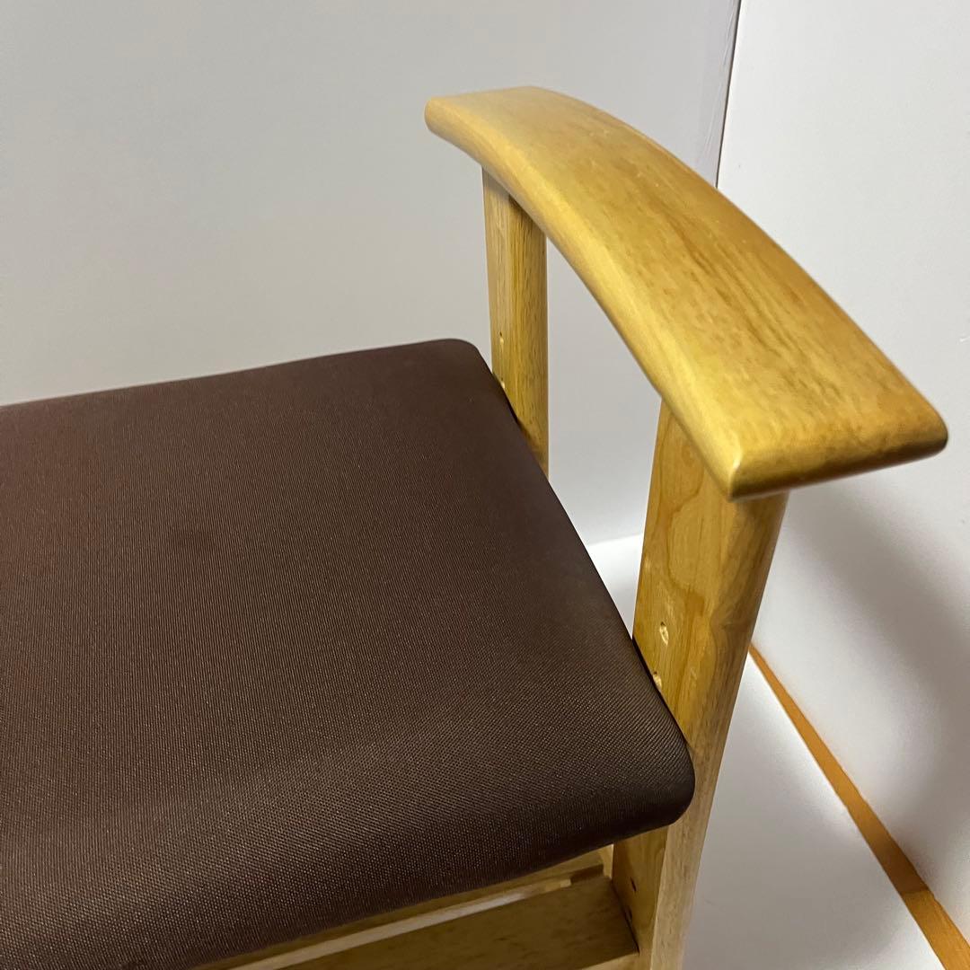 ドウシシャ 高座椅子 肘付スツール 木製チェア 高さ調節可