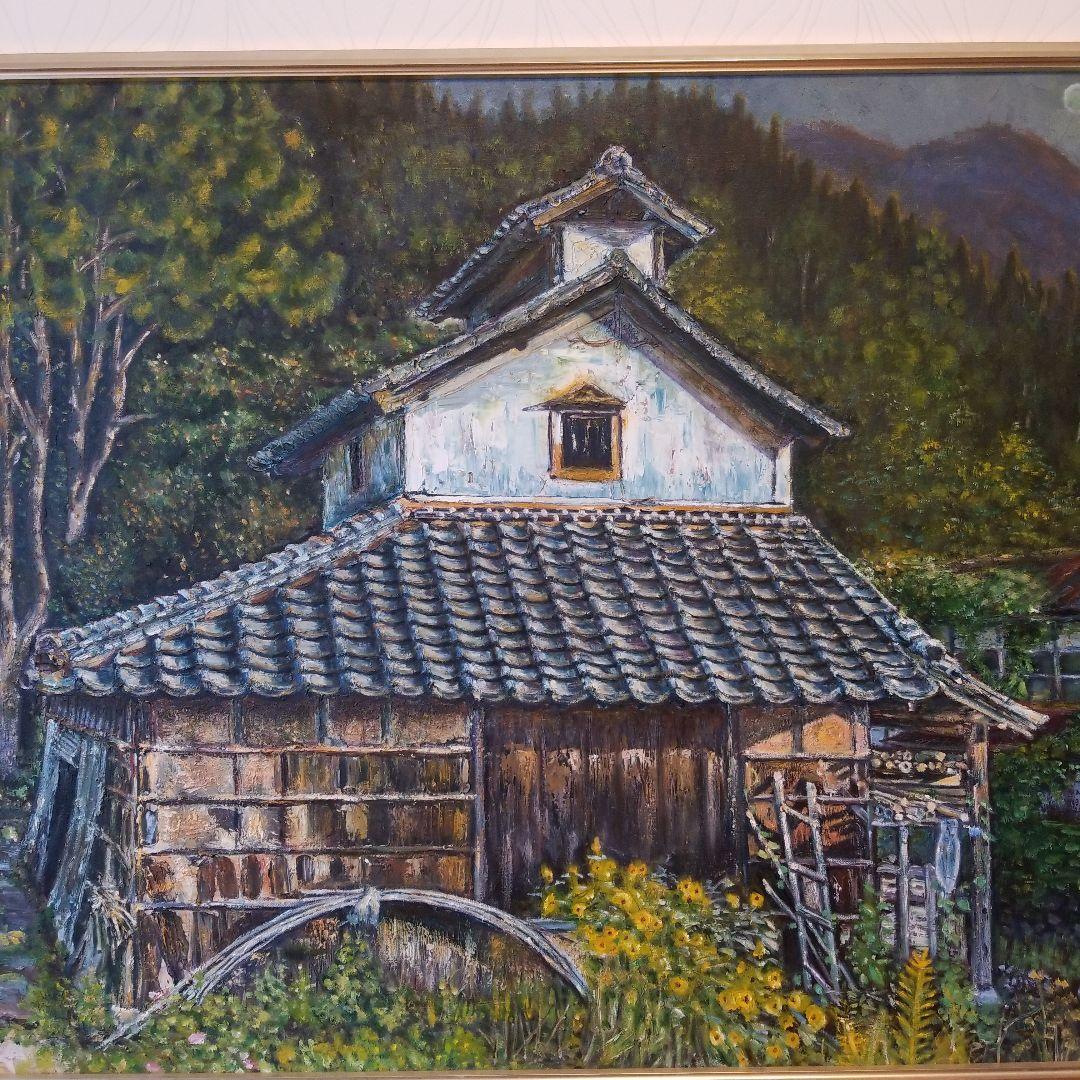 油絵　絵画　たばこかんそう《煙草乾燥小屋》F60 額付き