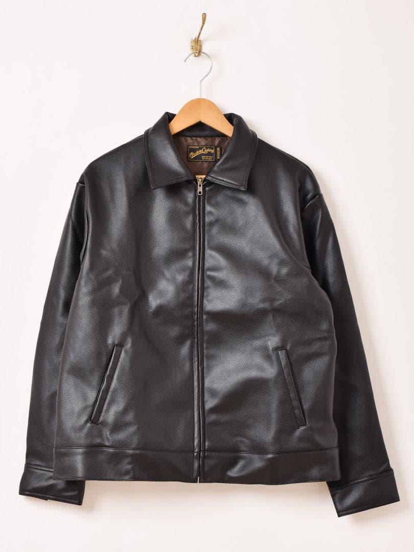 Backers フェイクレザー ジップアップジャケット BLACK