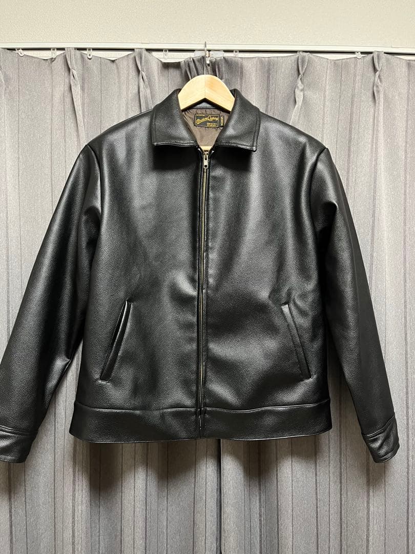 Backers フェイクレザー ジップアップジャケット BLACK