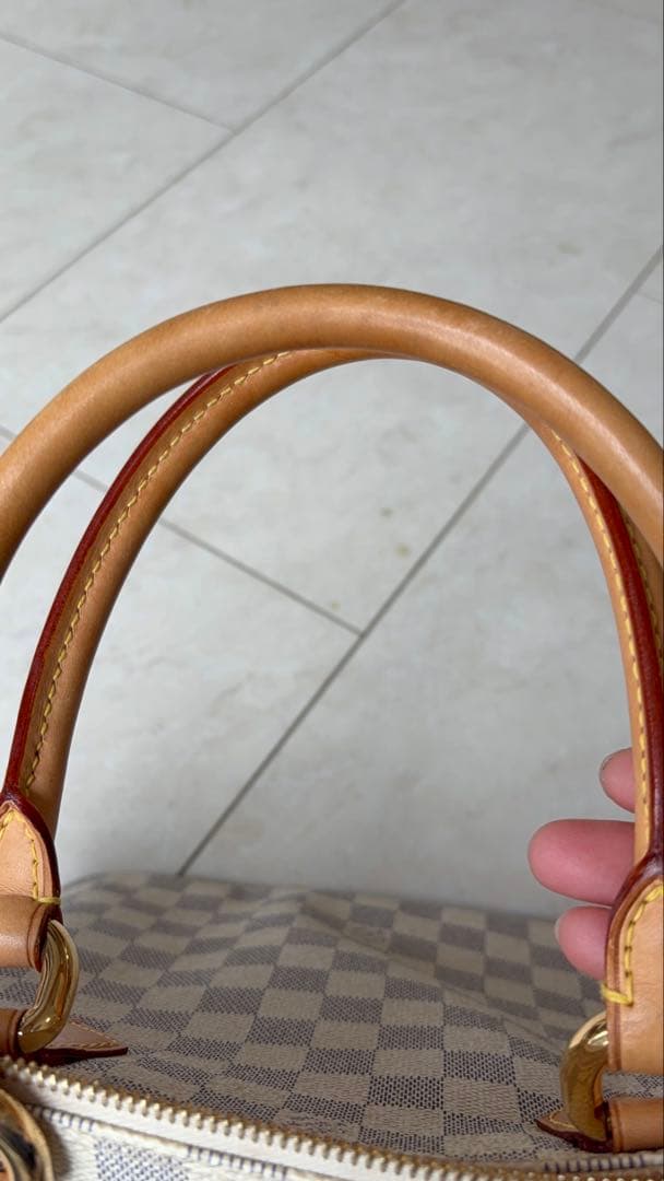 ダミエ　トートバッグ ホワイト/グレー