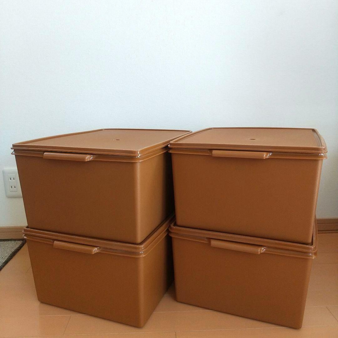 【タッパーウェア】収納ケース ディープスーパーケース 深型 ブラウン４個セット