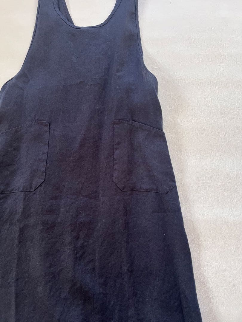 フォグリネンワーク　オーバーエプロン　リネン ネイビー