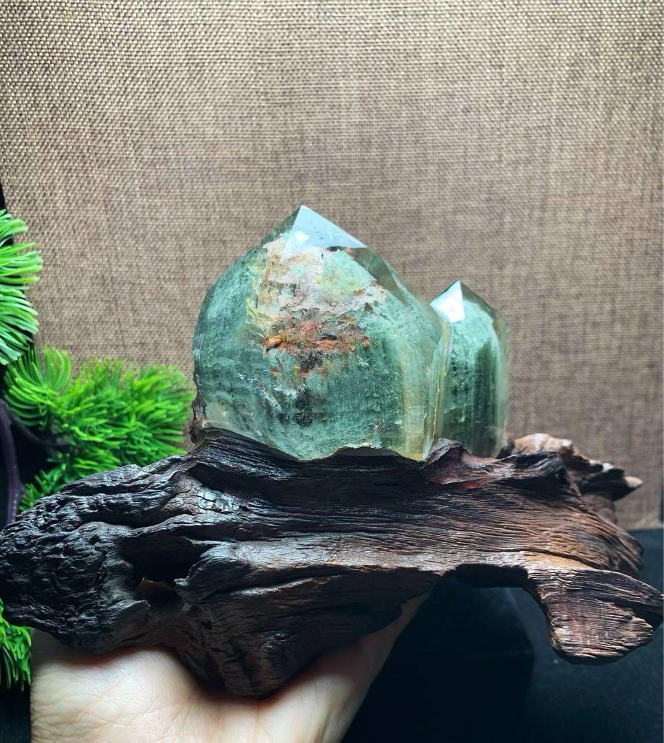⭐︎【天然】グリーン ガーデン クォーツ 置物 410g